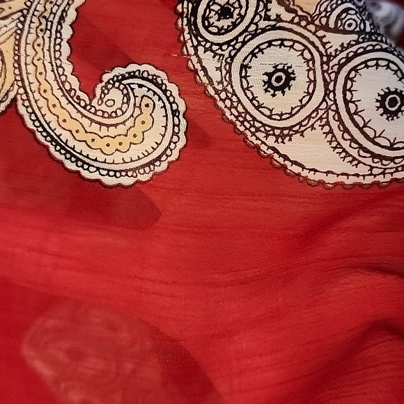 Chico’s Red Shear Tunic Blouse cinched @Waist sz 1 - Picture 10 of 10